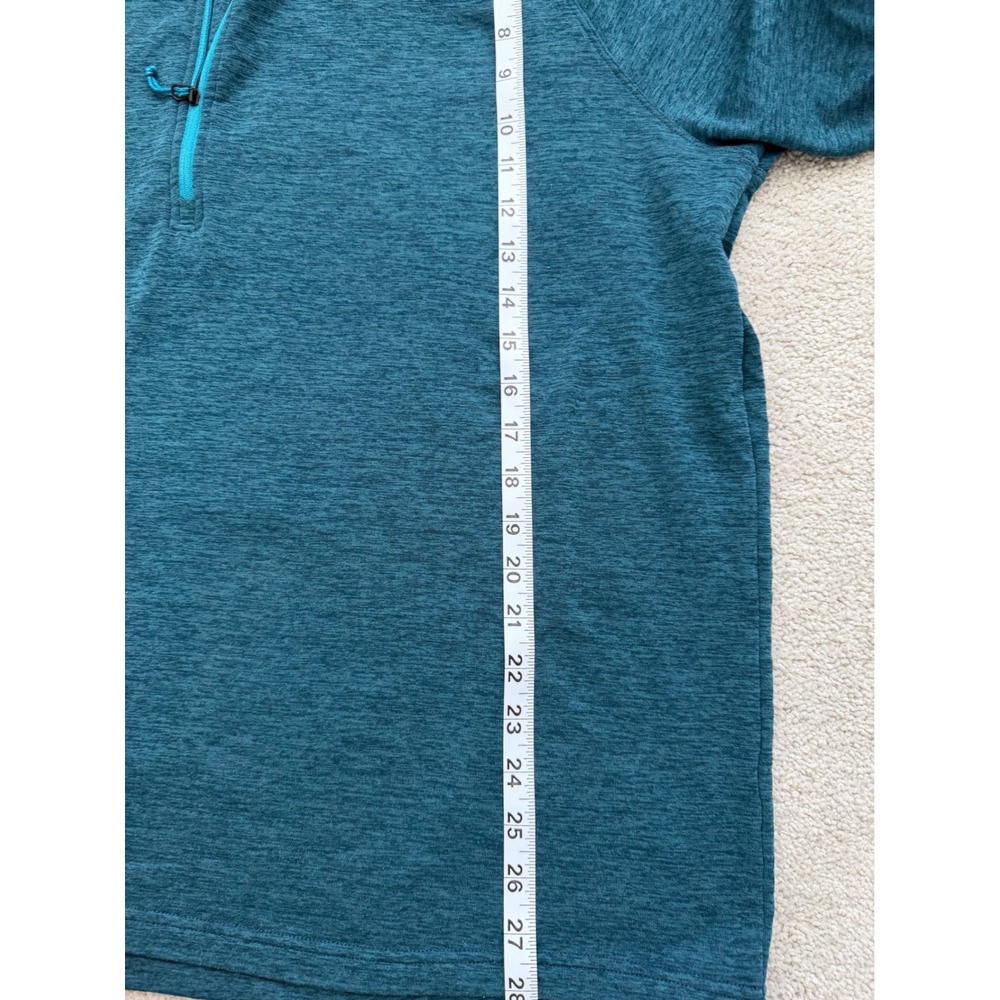 LL Bean Mens Sunwashed Quarter Zip Pullover Teal Blue XL REG Thumbholes - Picture 9 of 9